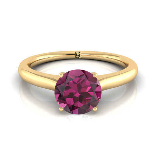 18K Yellow Gold Round Brilliant Cathedral Solitaire Surprise Secret Stone Engagement Ring