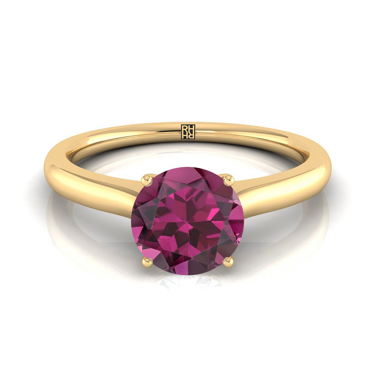 14K Yellow Gold Round Brilliant Cathedral Solitaire Surprise Secret Stone Engagement Ring